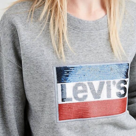 Levis sequined hem cropped sweatshirt. Medium - Picture 2 of 7
